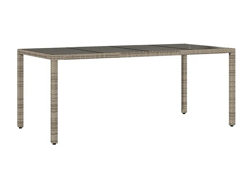 Table de jardin dessus en verre Gris 190x90x75 Résine tressée