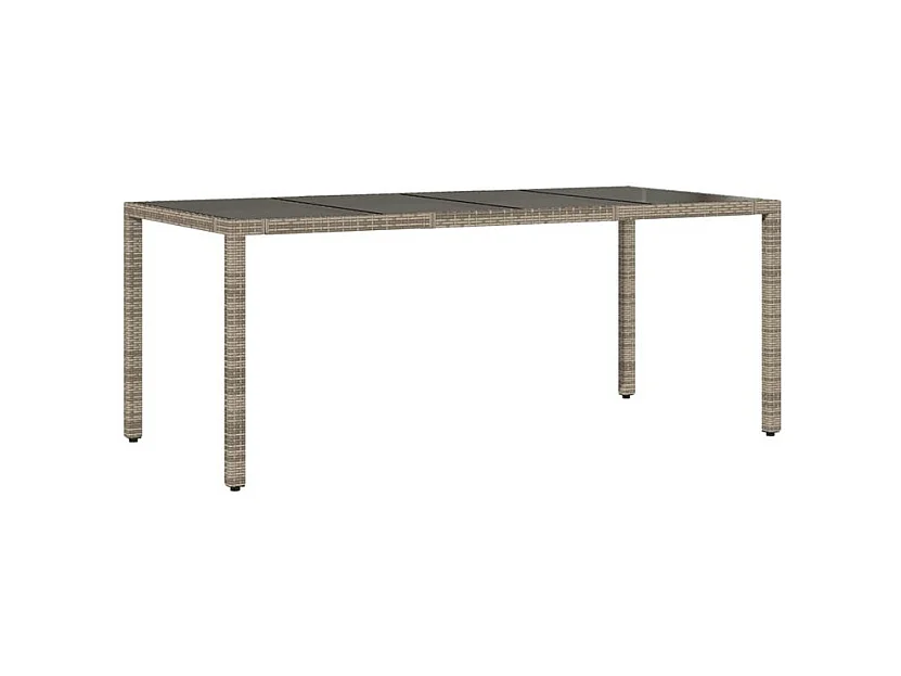 Table de jardin dessus en verre Gris 190x90x75 Résine tressée