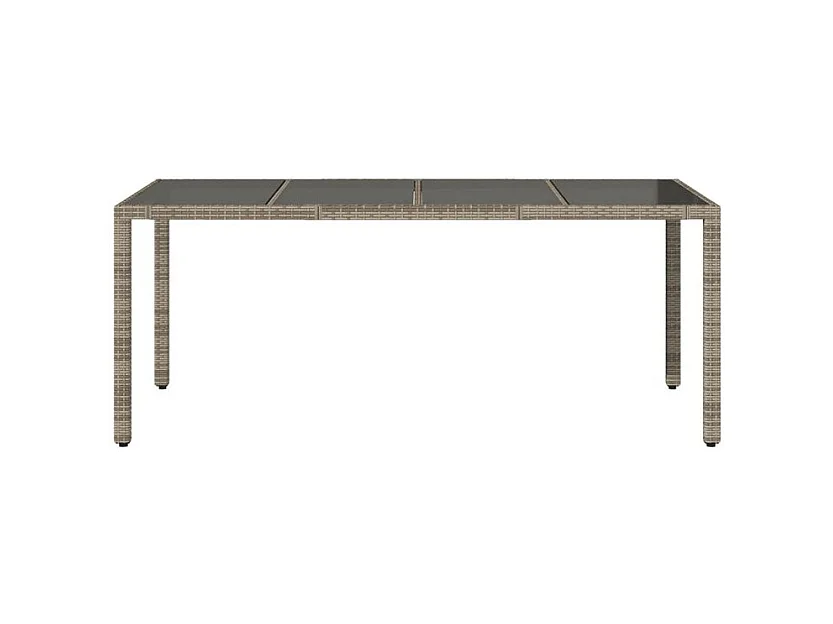 Table de jardin dessus en verre Gris 190x90x75 Résine tressée