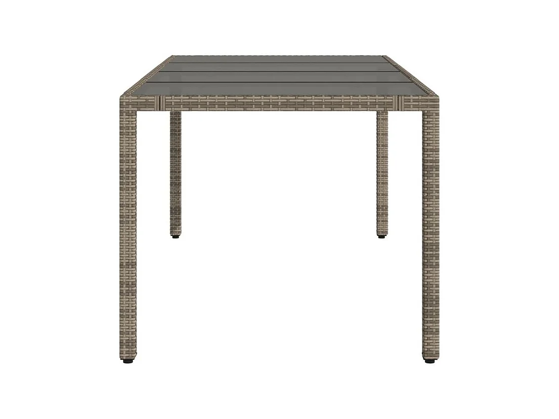 Table de jardin dessus en verre Gris 190x90x75 Résine tressée
