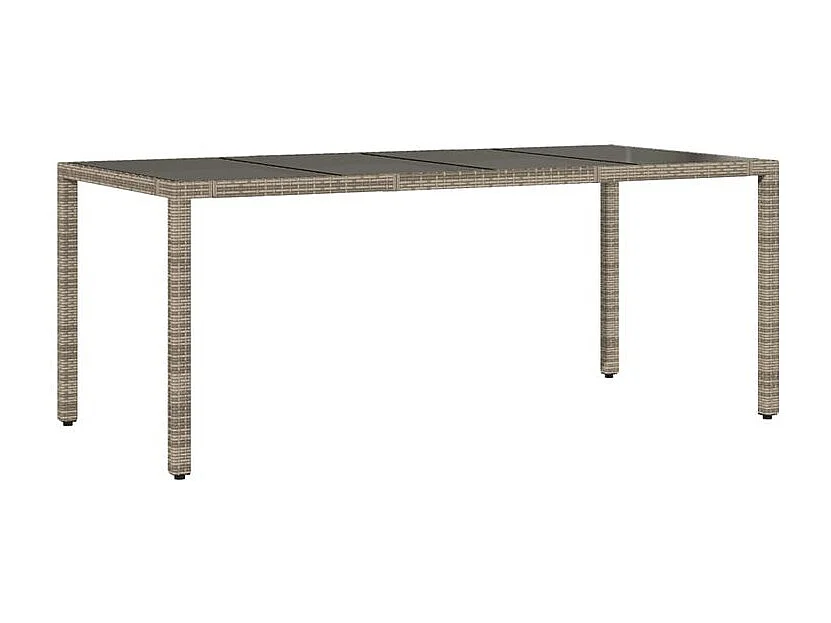 Table de jardin dessus en verre Gris 190x90x75 Résine tressée