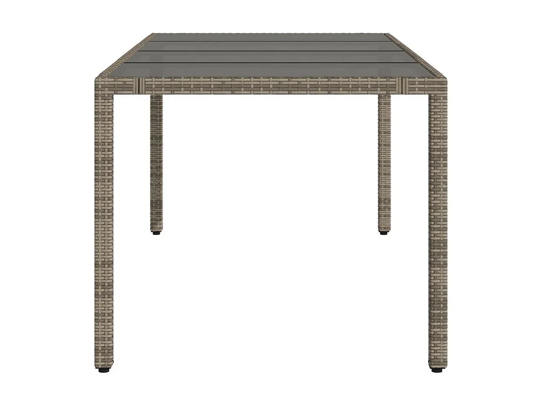 Table de jardin dessus en verre Gris 190x90x75 Résine tressée