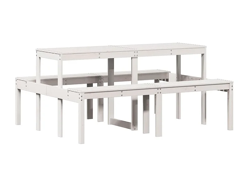 Table de pique-nique blanc 160x134x75 bois massif de pin