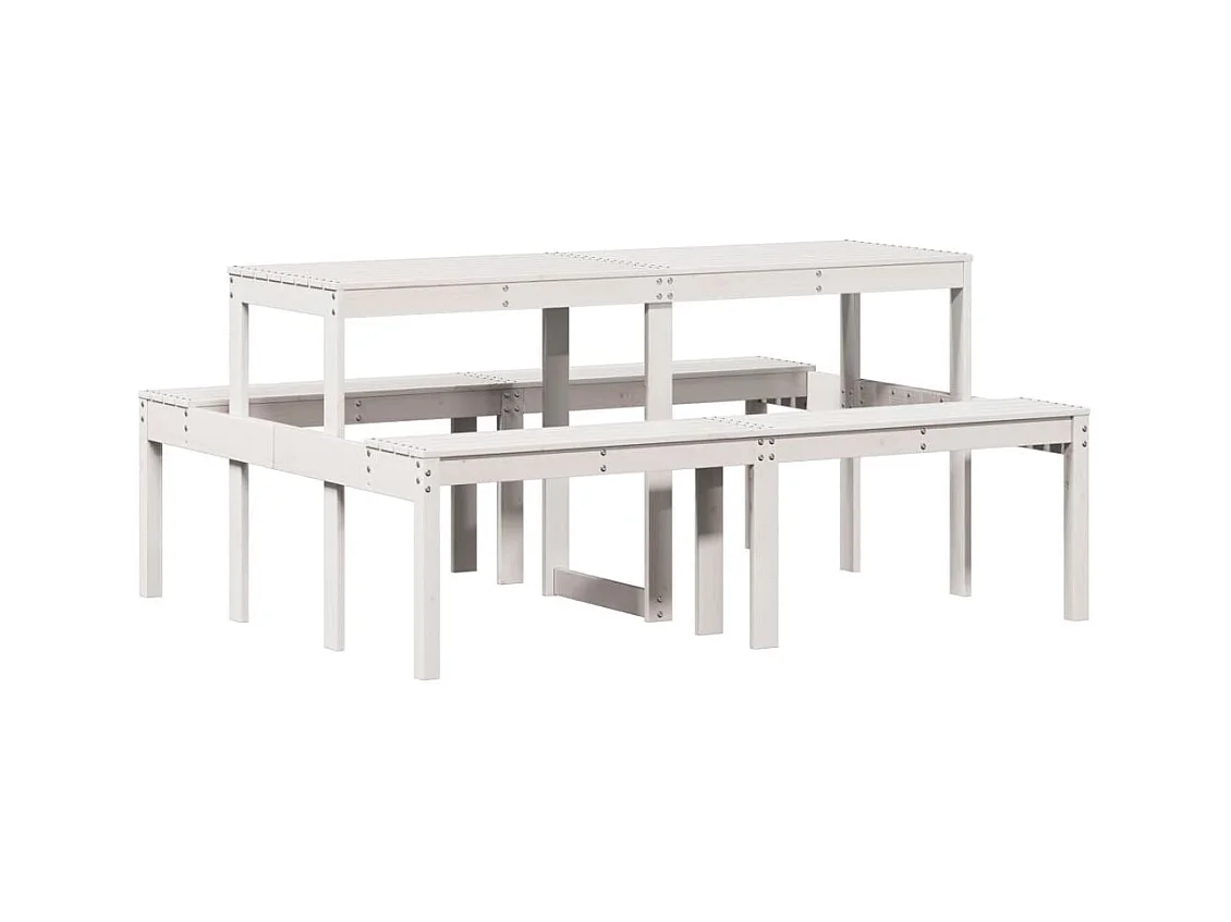 Table de pique-nique blanc 160x134x75 bois massif de pin