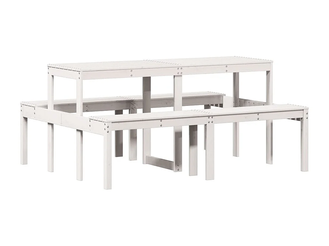 Table de pique-nique blanc 160x134x75 bois massif de pin