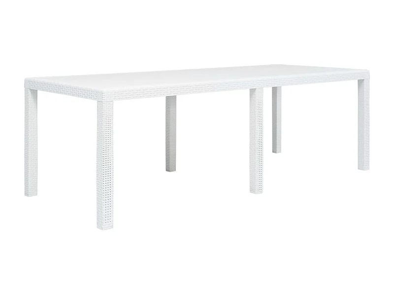 Table de jardin Blanc 220x90x72 Plastique Aspect de rotin