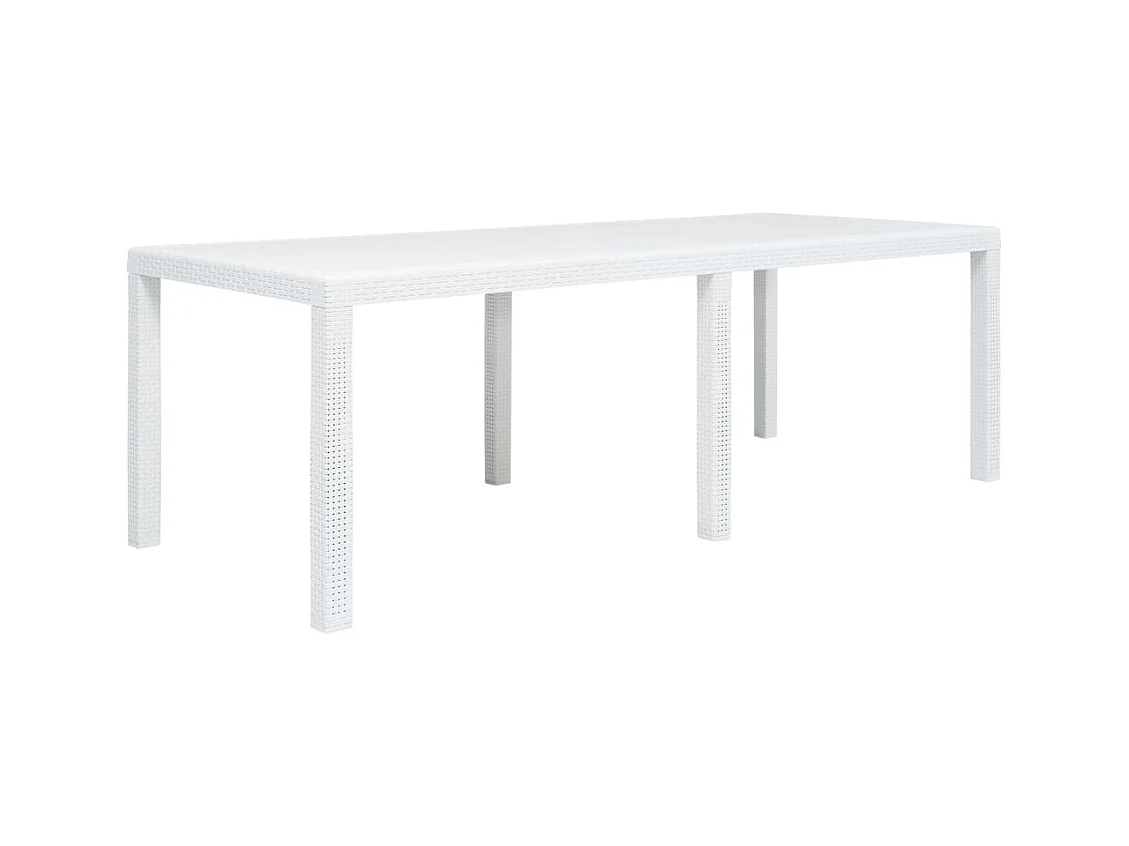 Table de jardin Blanc 220x90x72 Plastique Aspect de rotin