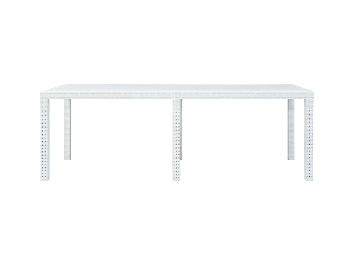 Table de jardin Blanc 220x90x72 Plastique Aspect de rotin