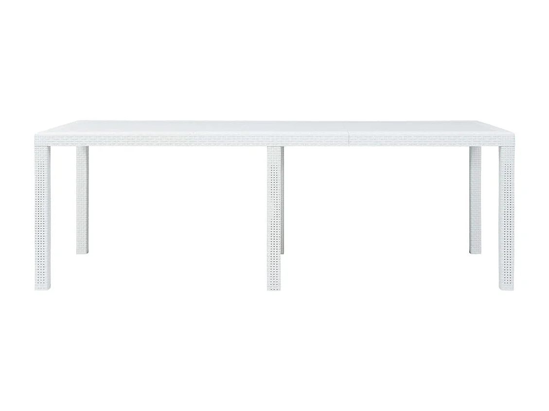 Table de jardin Blanc 220x90x72 Plastique Aspect de rotin