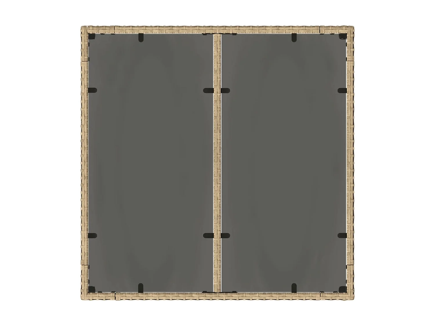 Table de jardin dessus en verre beige 90x90x75 résine tressée