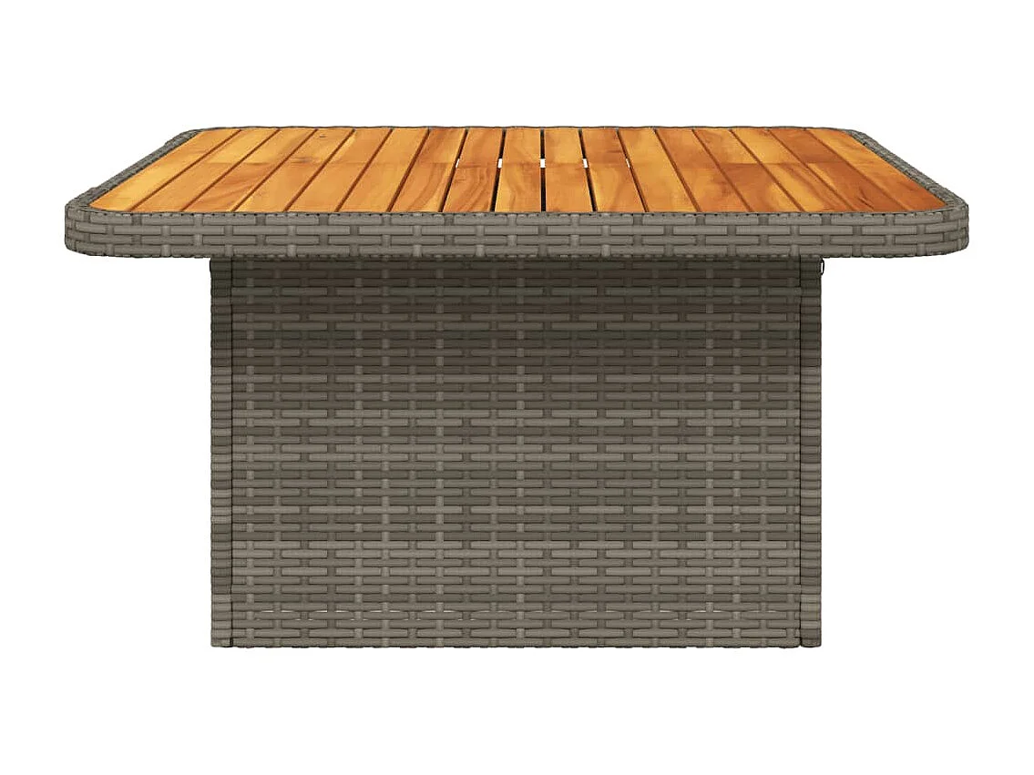 Table de jardin gris 80x80x71 résine tressée et bois acacia