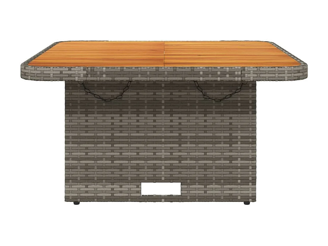 Table de jardin gris 80x80x71 résine tressée et bois acacia