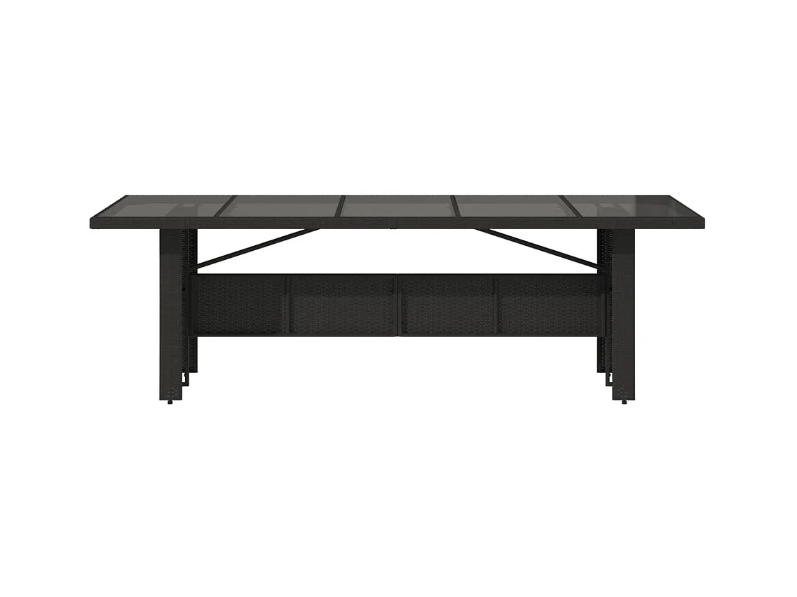 Table de jardin dessus en verre noir 240x90x75 résine tressée