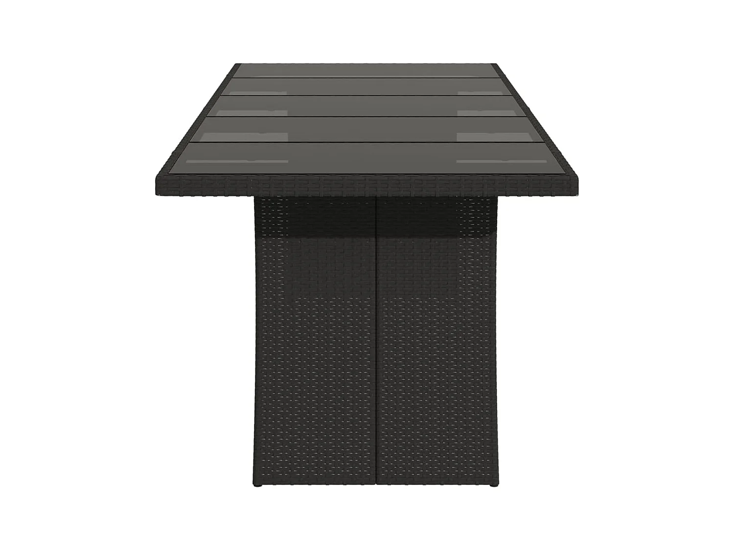 Table de jardin dessus en verre noir 240x90x75 résine tressée