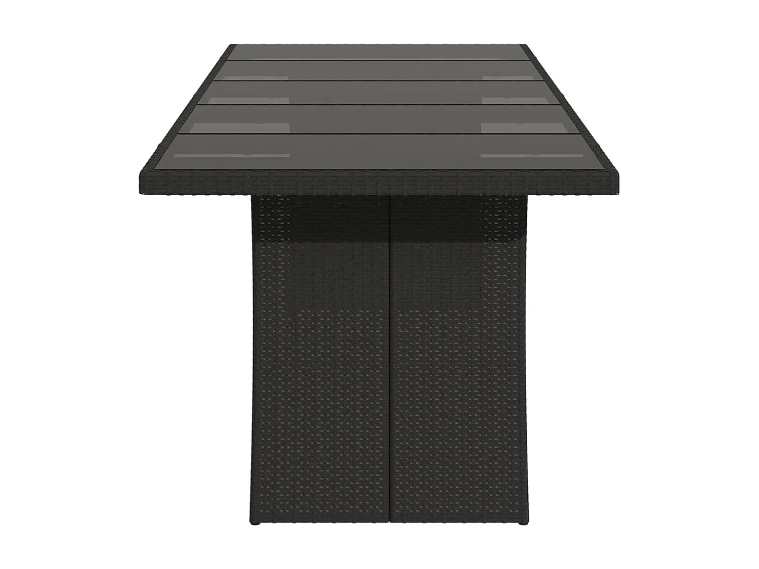 Table de jardin dessus en verre noir 240x90x75 résine tressée