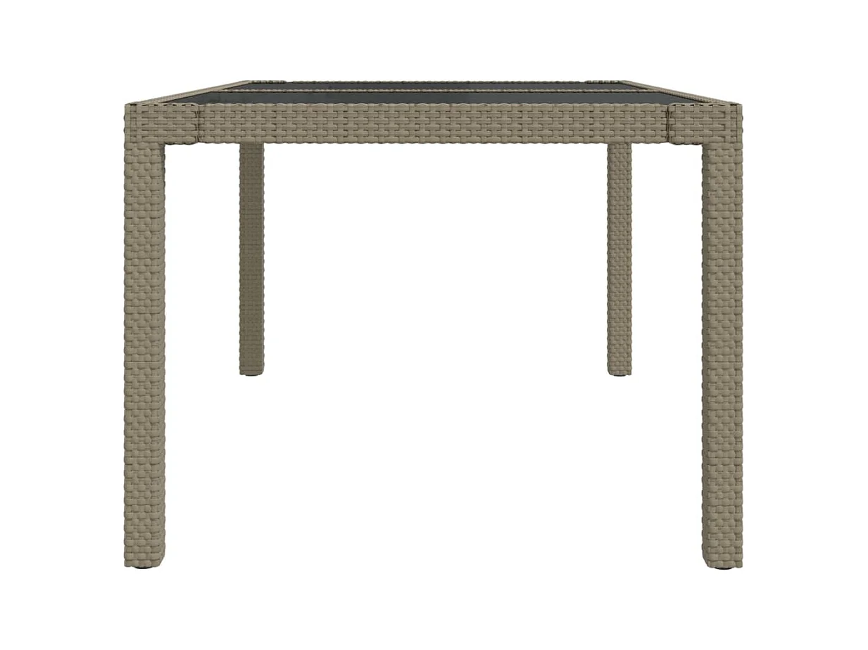 Table de jardin 150x90x75 Verre trempé-résine tressée Beige