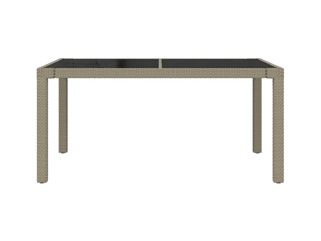Table de jardin 150x90x75 Verre trempé-résine tressée Beige