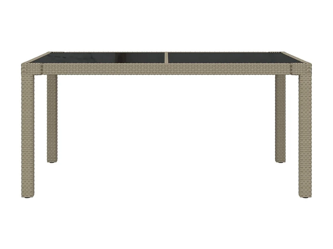Table de jardin 150x90x75 Verre trempé-résine tressée Beige