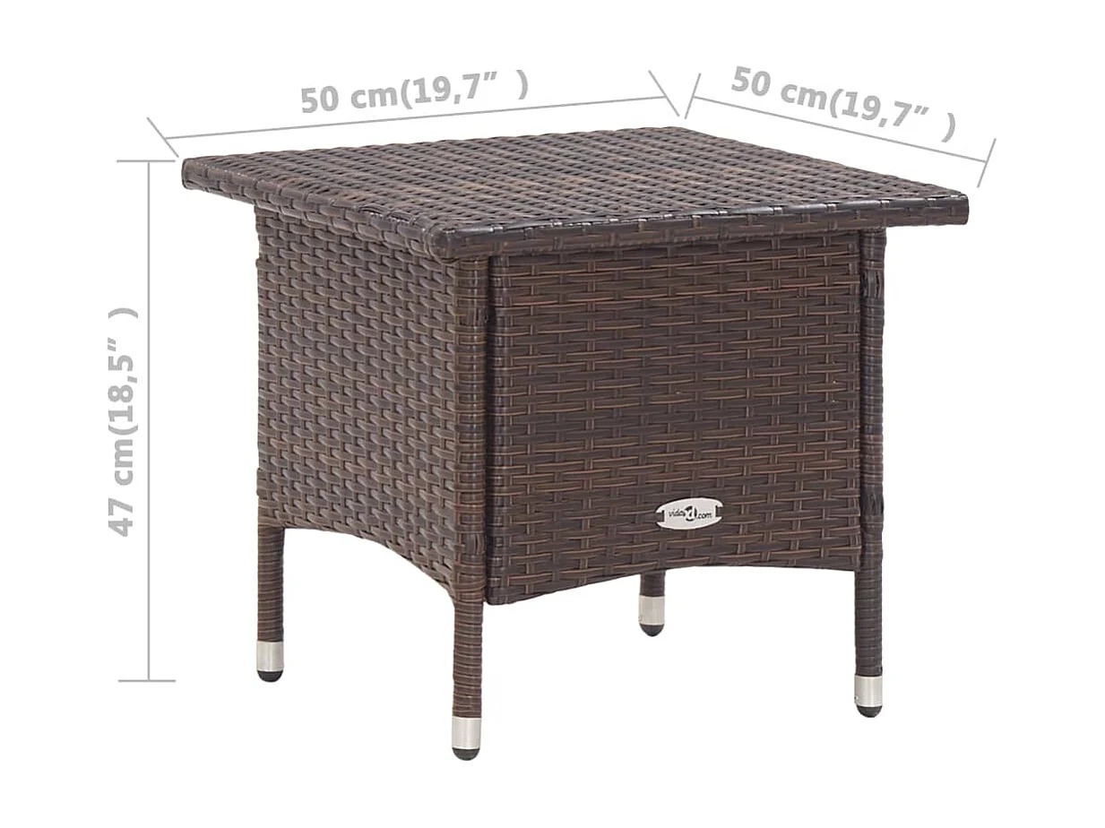 Table à thé Marron 50x50x47 Résine tressée