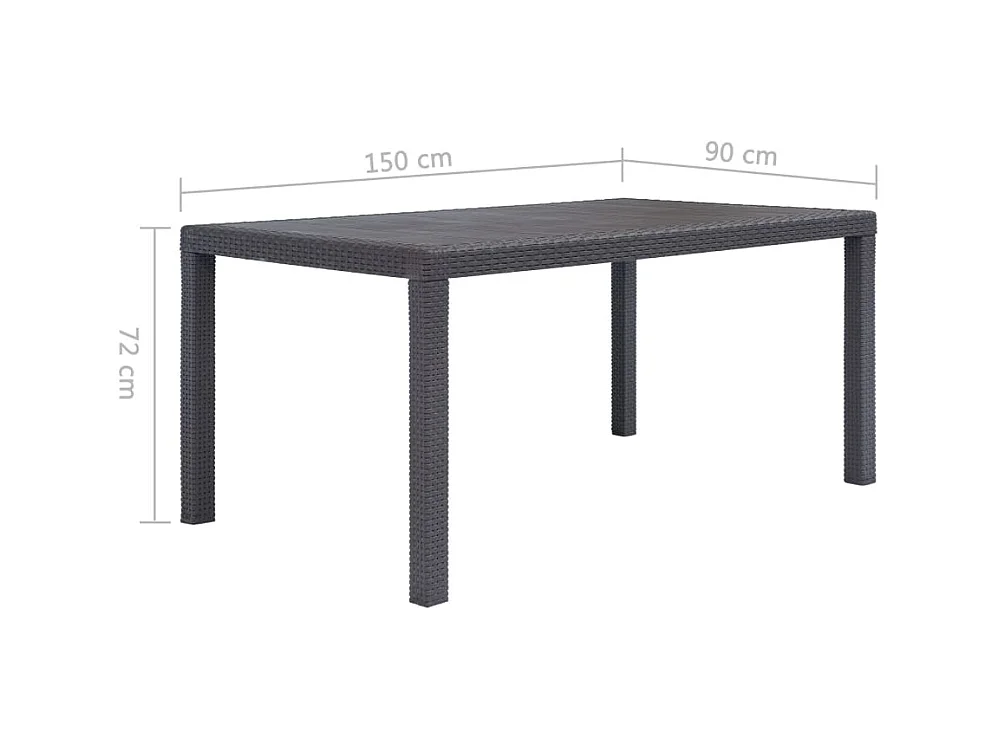 Table de jardin Marron 150x90x72 Plastique Aspect de rotin