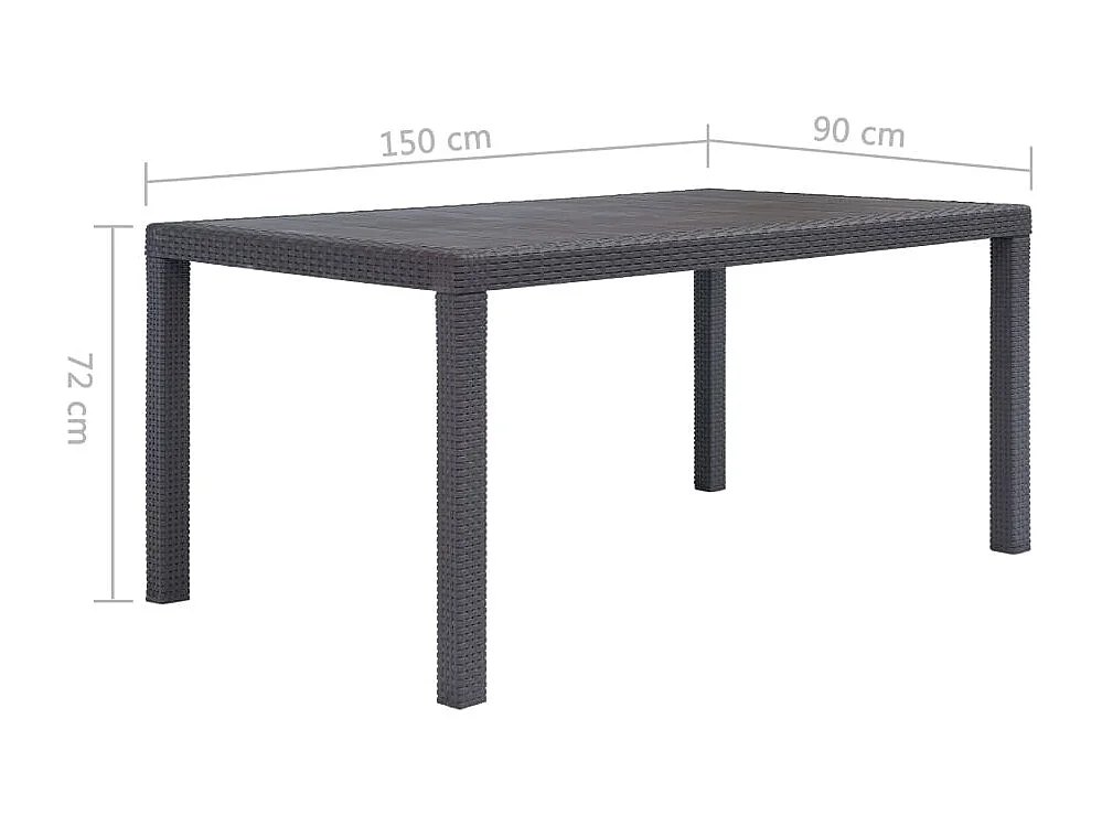 Table de jardin Marron 150x90x72 Plastique Aspect de rotin
