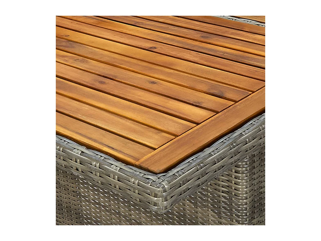 Table de jardin Marron Résine tressée et bois d'acacia massif