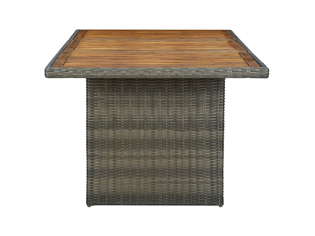 Table de jardin Marron Résine tressée et bois d'acacia massif