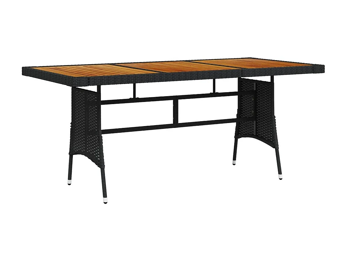 Table de jardin Noir 160x70x72 Résine tressée et acacia
