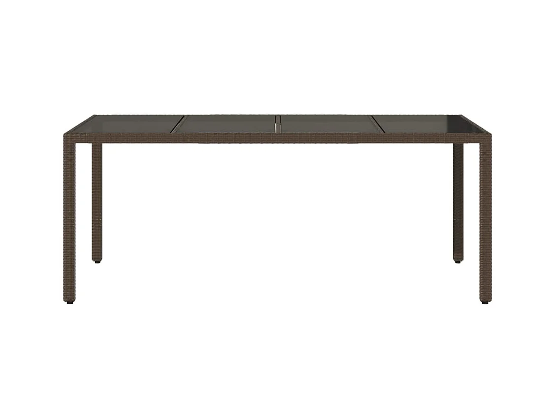 Table de jardin avec dessus en verre marron résine tressée