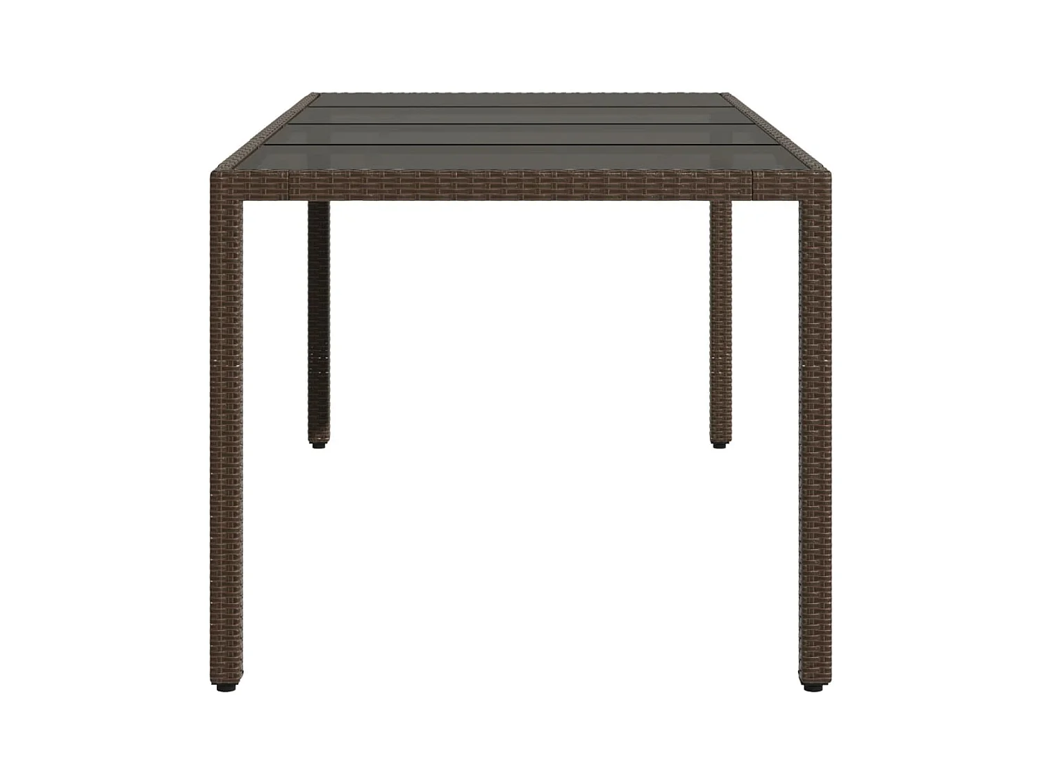 Table de jardin avec dessus en verre marron résine tressée