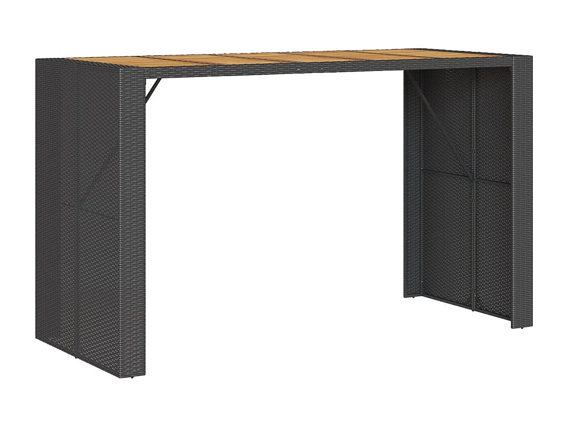 Table de jardin et dessus en bois d'acacia noir résine tressée