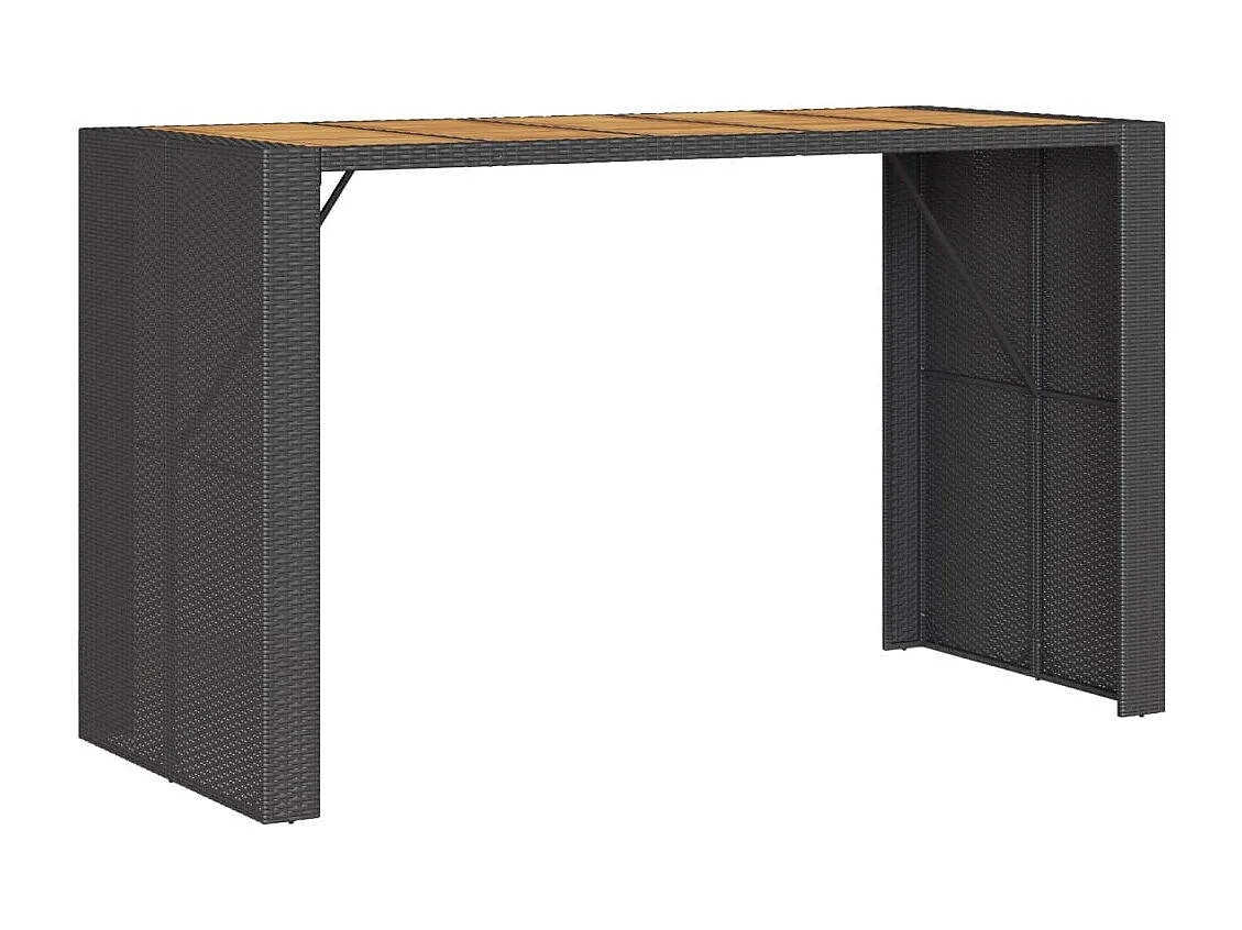 Table de jardin et dessus en bois d'acacia noir résine tressée