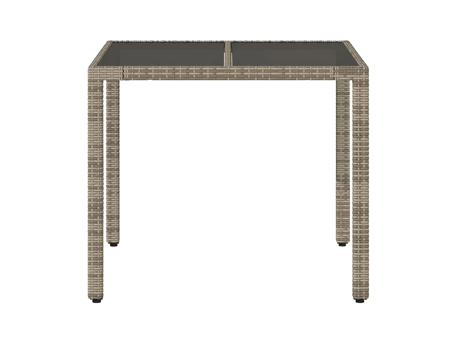 Table de jardin dessus en verre Gris 90x90x75 Résine tressée