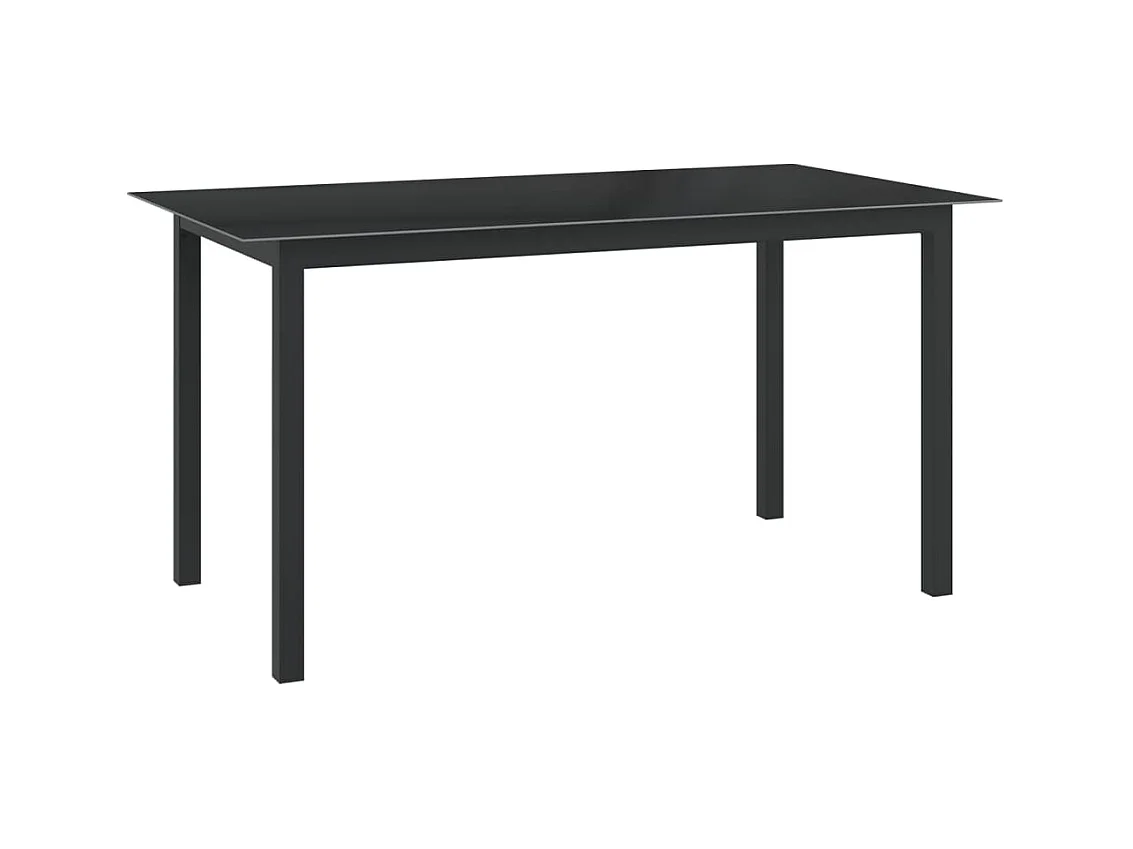 Table de jardin Noir 150x90x74 Aluminium et verre