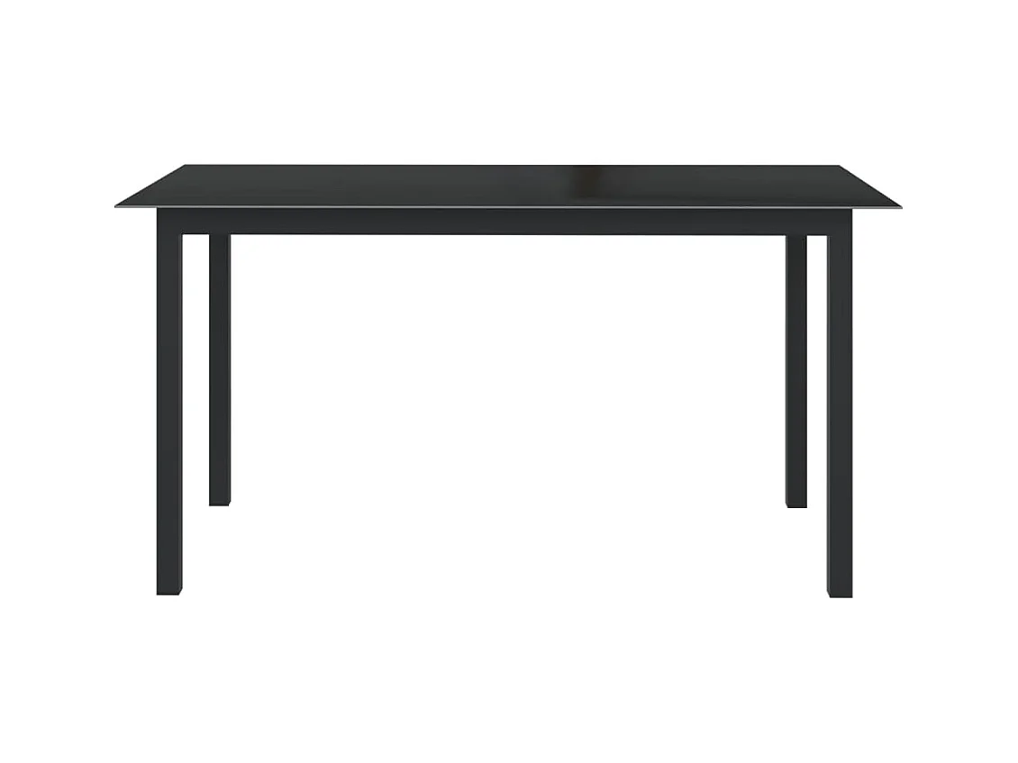 Table de jardin Noir 150x90x74 Aluminium et verre