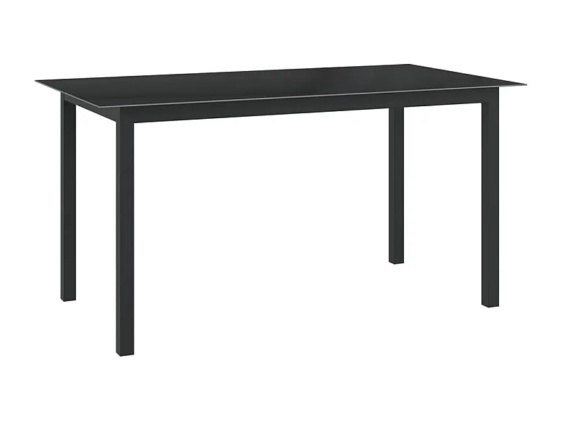 Table de jardin Noir 150x90x74 Aluminium et verre
