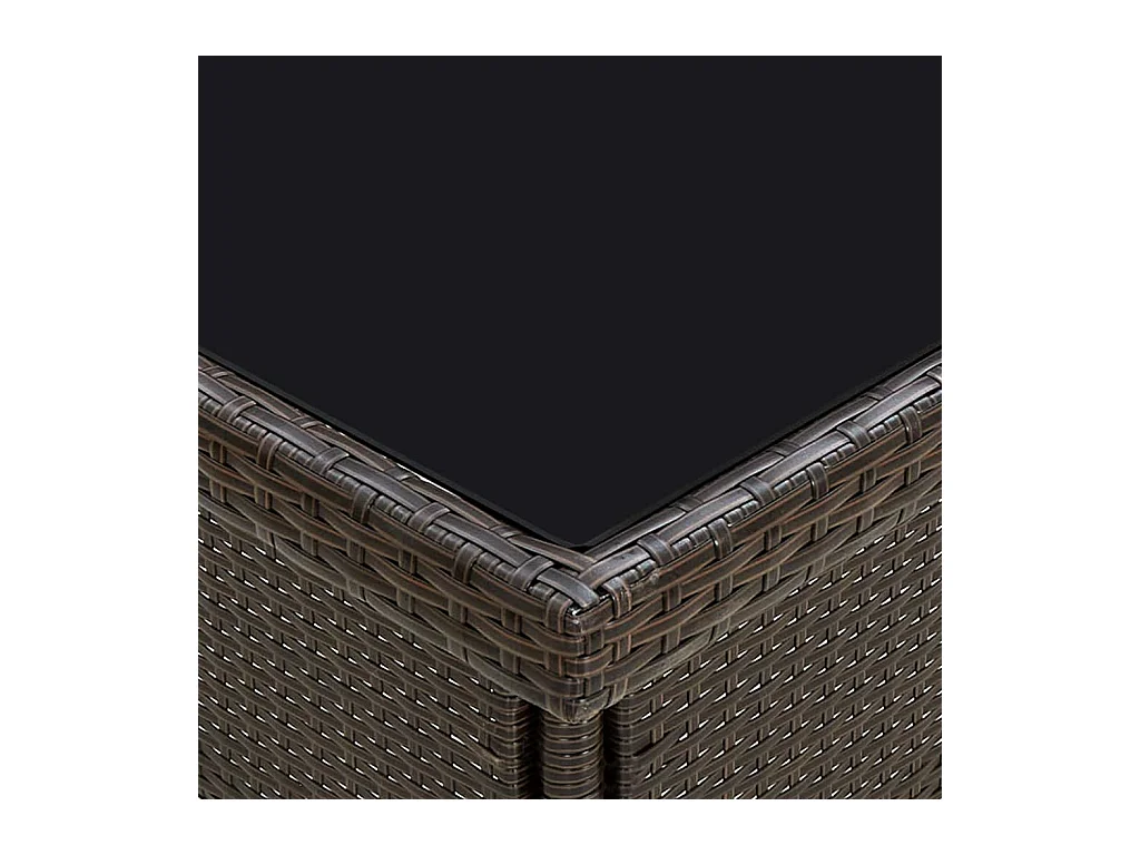 Table à dîner d'extérieur Marron Résine tressée et verre