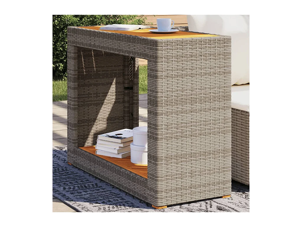 Table d'appoint de jardin dessus en bois gris 100x40x75