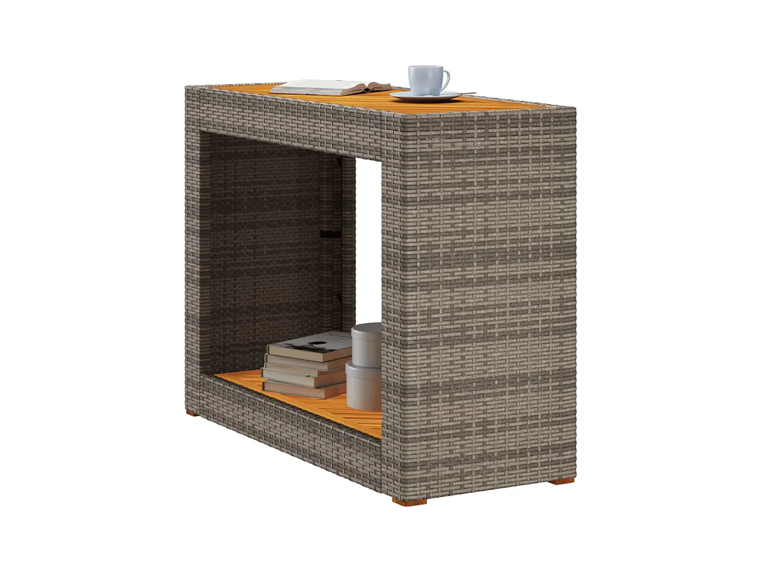 Table d'appoint de jardin dessus en bois gris 100x40x75