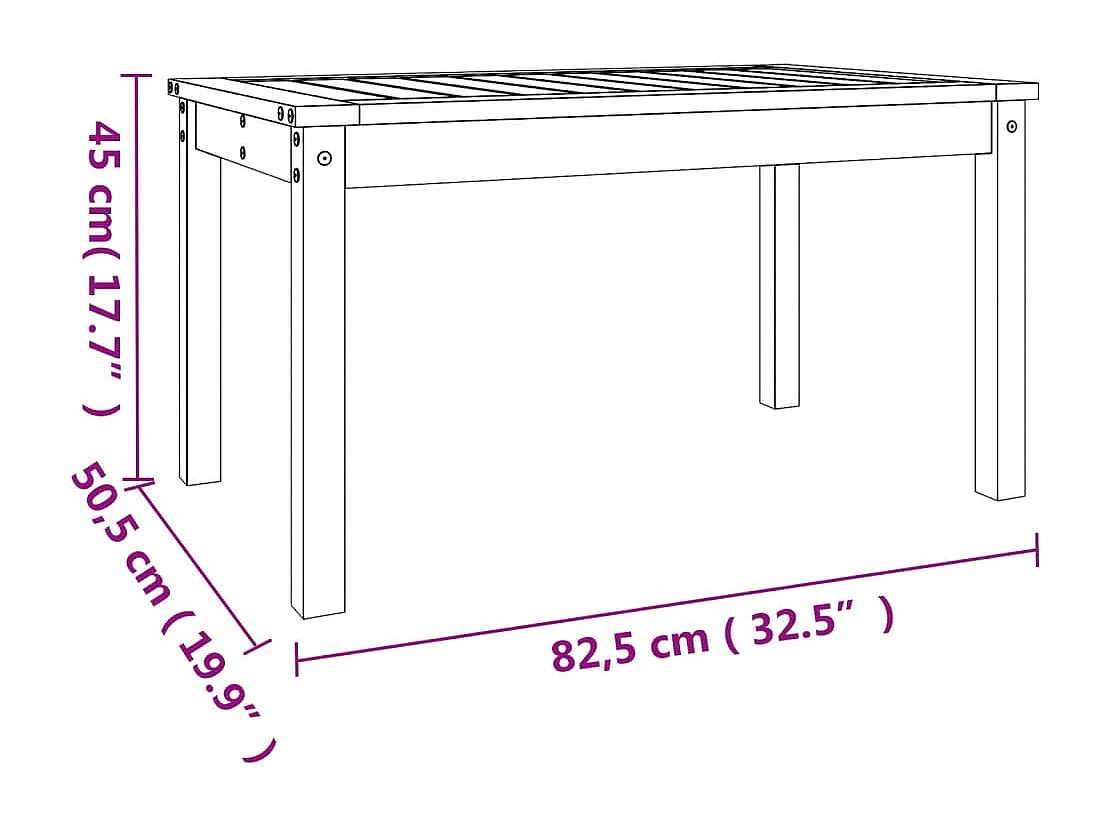 Table de jardin 82,5x50,5x45 bois massif de douglas