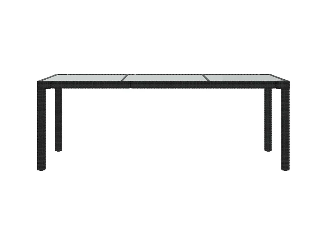 Table de jardin Noir 190x90x75 Verre trempé-résine tressée 2