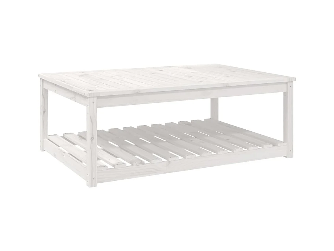 Table de jardin blanc 121x82,5x45 bois massif de pin