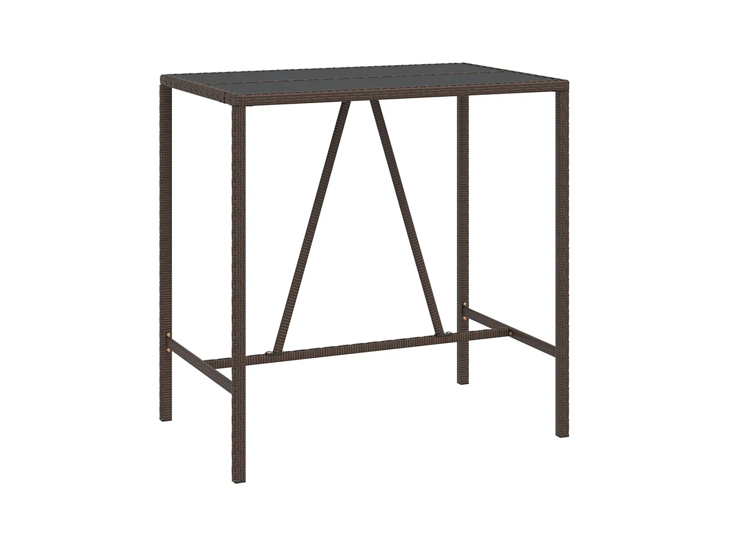 Table de bar et dessus en verre marron 110x70x110 poly rotin