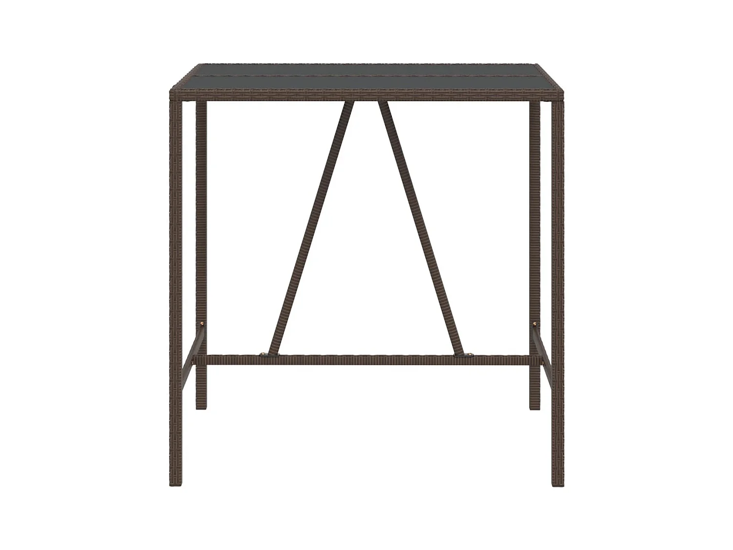 Table de bar et dessus en verre marron 110x70x110 poly rotin