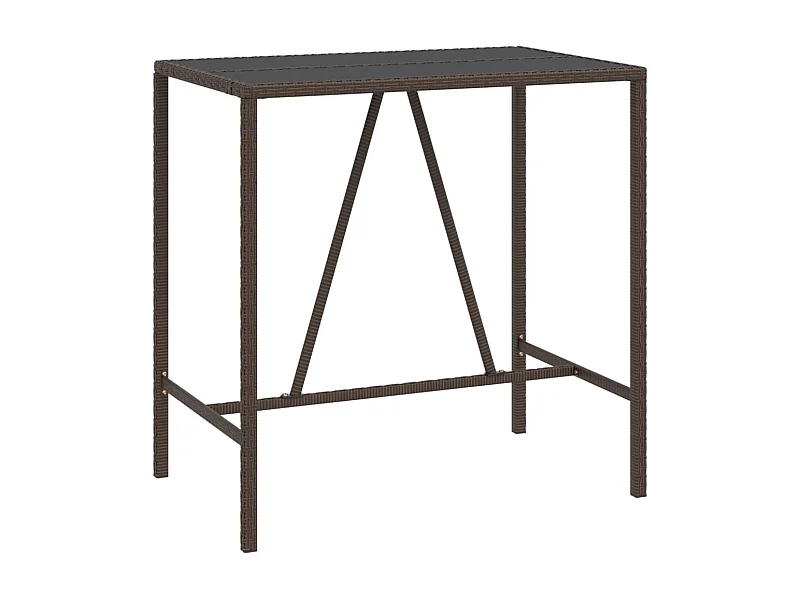 Table de bar et dessus en verre marron 110x70x110 poly rotin