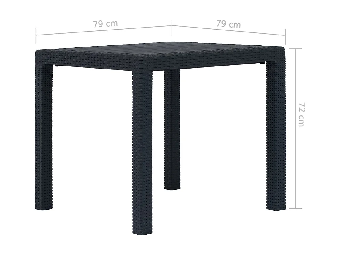 Table de jardin Anthracite 79x79x72 Plastique Aspect de rotin