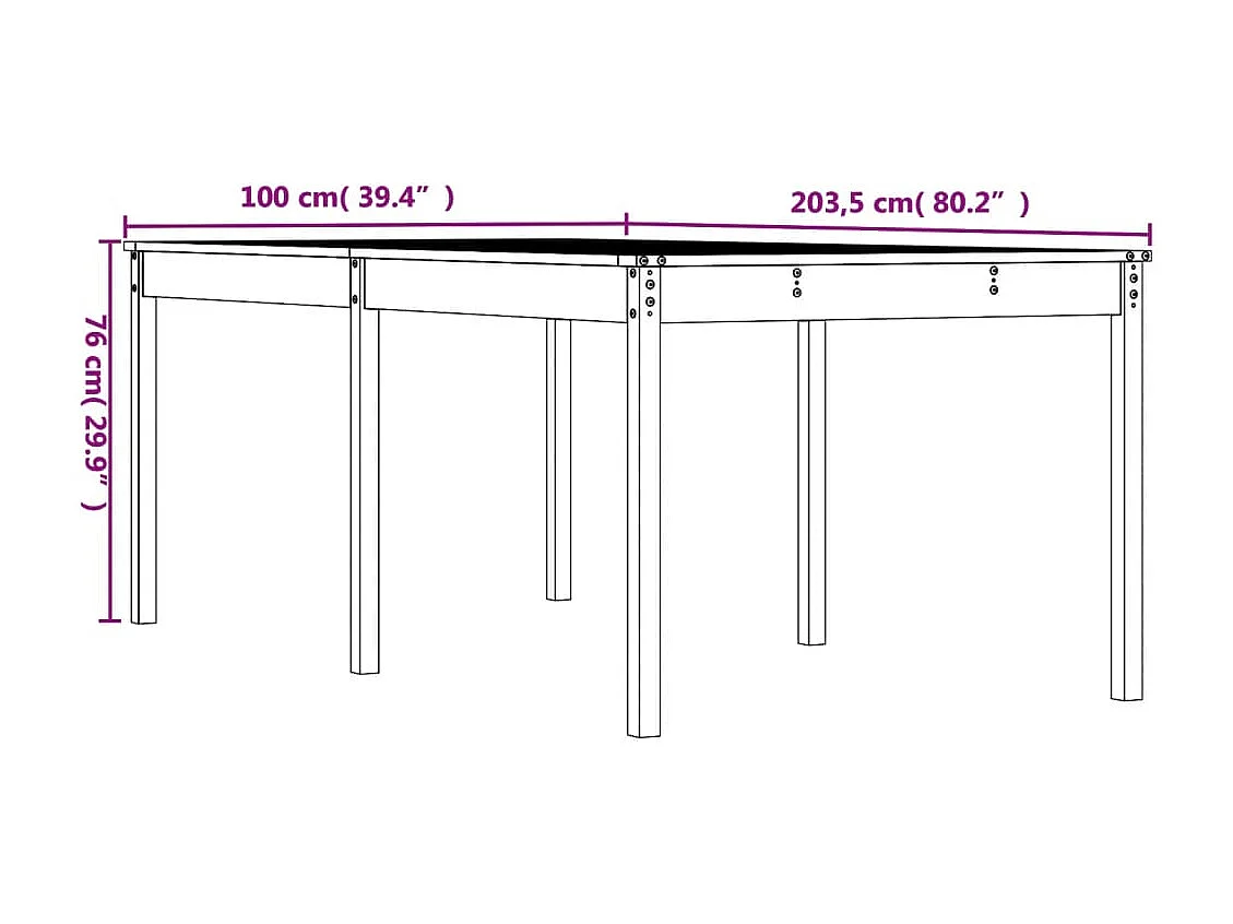 Table de jardin 203,5x100x76 bois massif de douglas