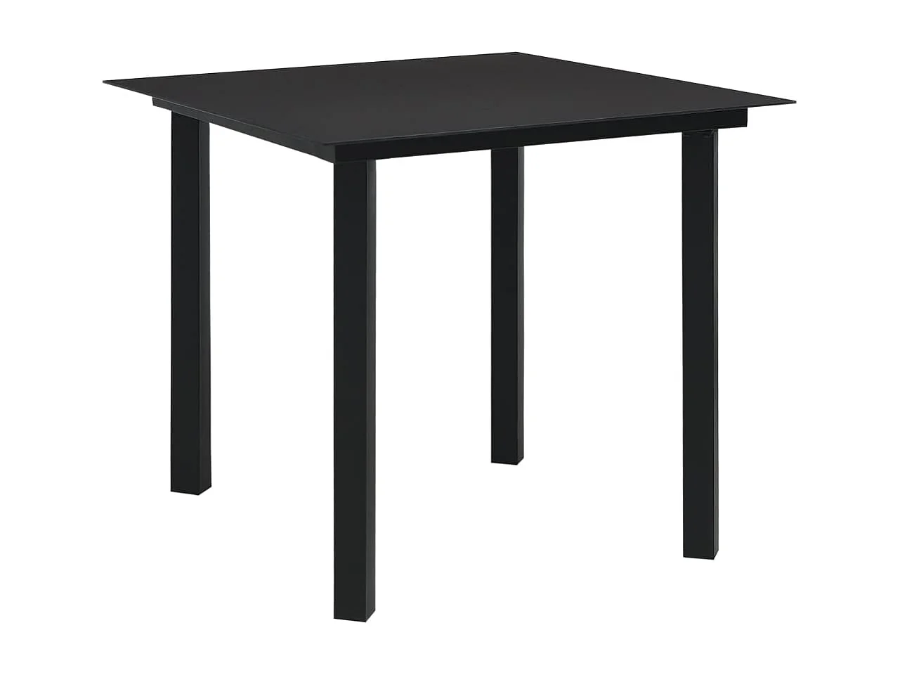 Table à dîner de jardin Noir 80x80x74 Acier et verre 3