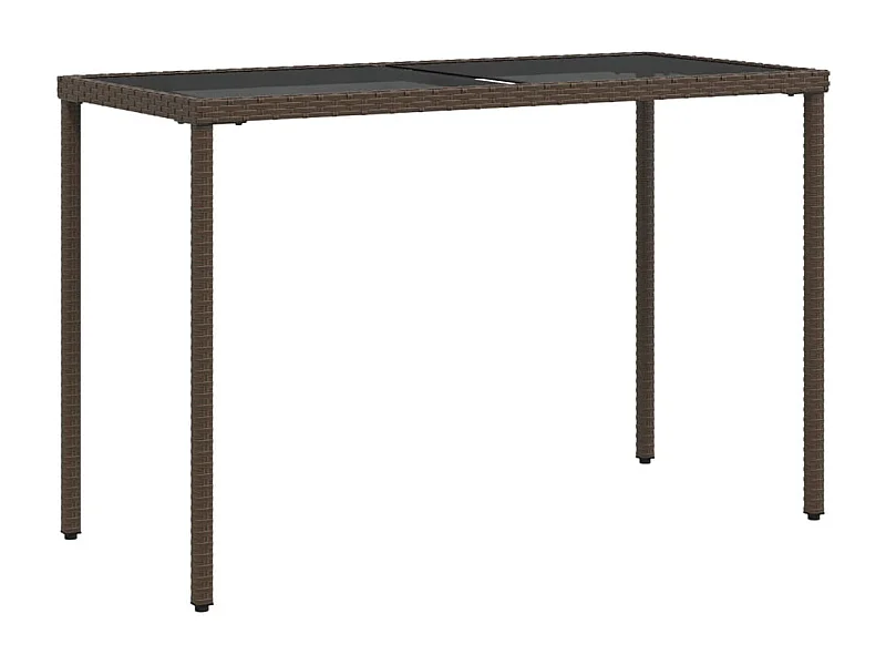 Table de jardin dessus en verre marron 115x54x74 poly rotin