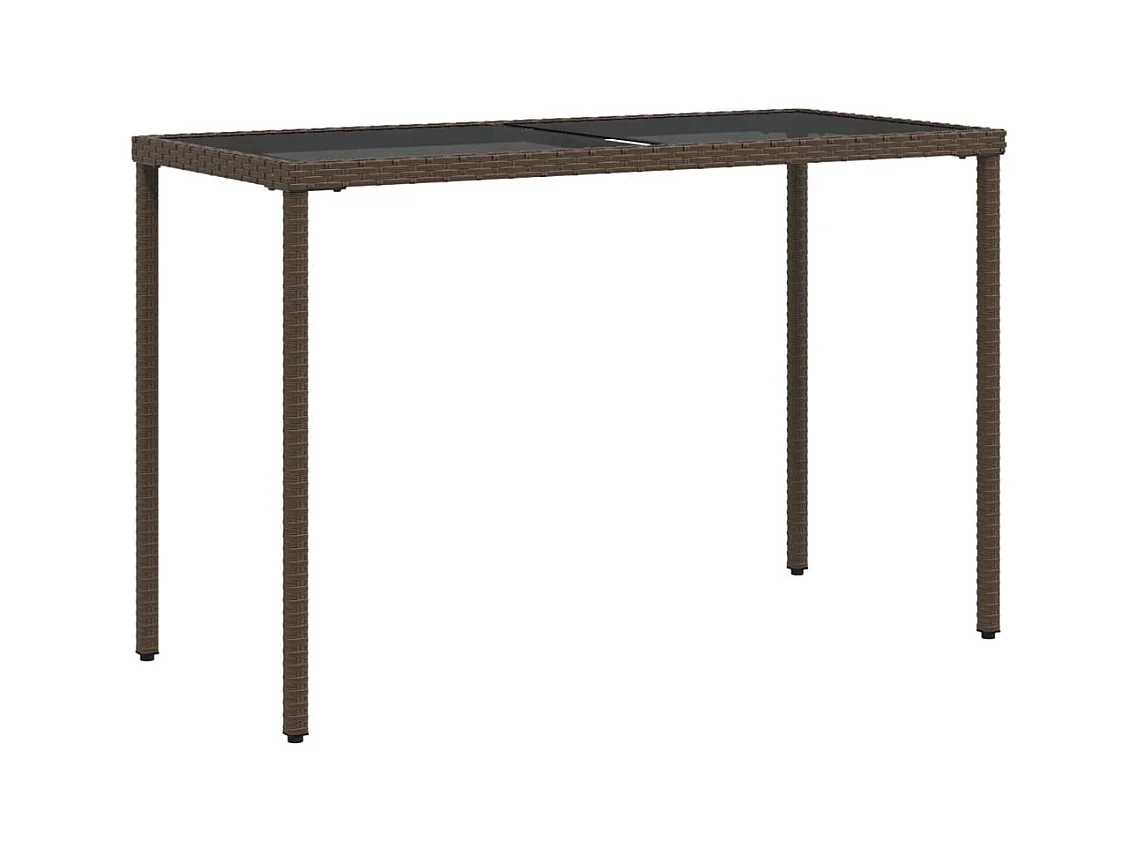 Table de jardin dessus en verre marron 115x54x74 poly rotin